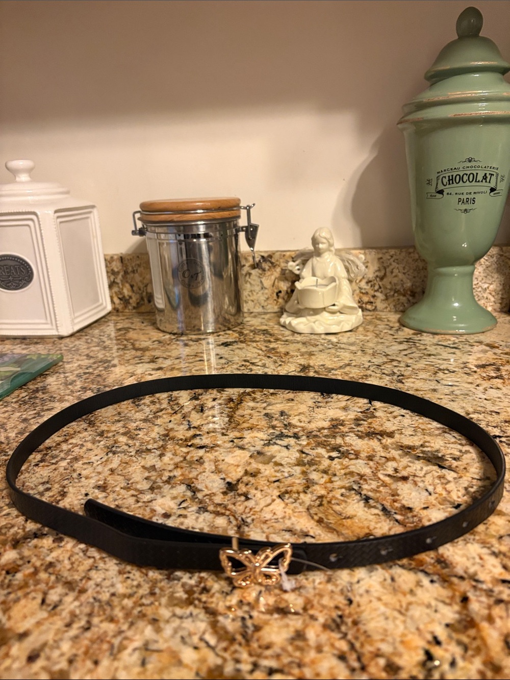 Black Women's Butterfly Accent Adjustable Belt